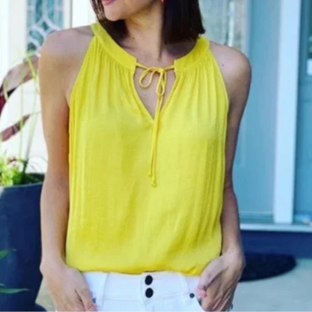 Yellow silk cabi tank top
